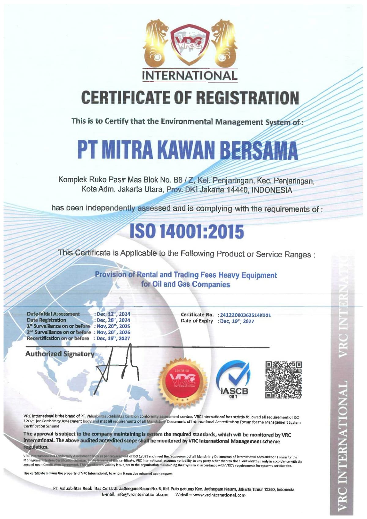 Sertifikasi ISO 14001:2015